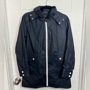 J.Crew Navy Hooded Raincoat Women’s S Water-Resistant Jacket